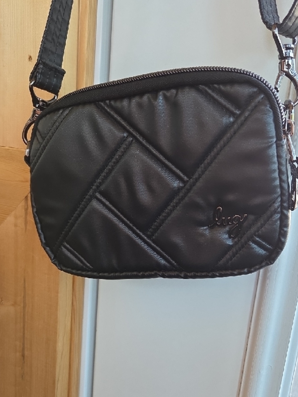 LUG Quilted Black Convertible Crossbody Coupe2, RFID Protected